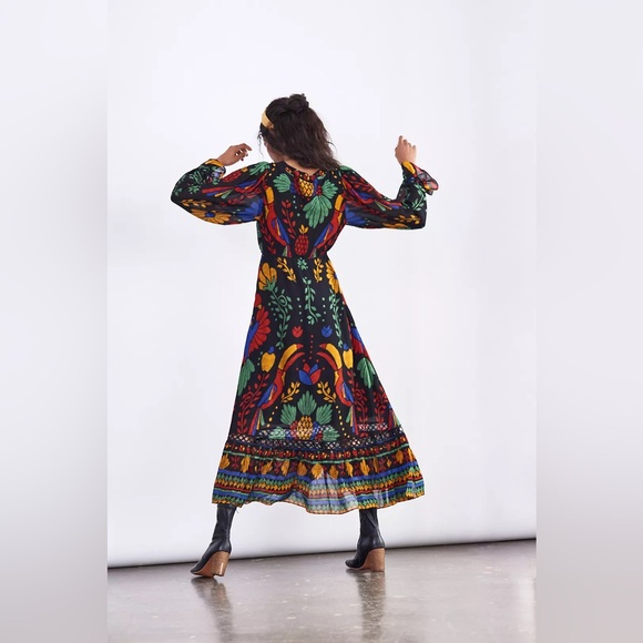 Anthropologie Georgette farm Rio Black Maxi Dress with Multicolor Floral XL - Picture 4 of 9